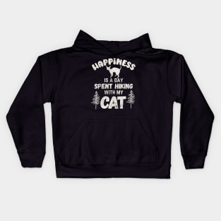 Happiness is a day spent hiking with my cat Kids Hoodie